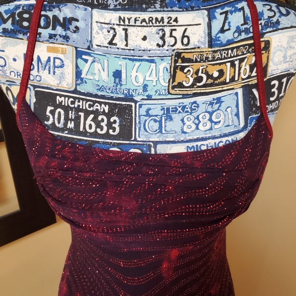 RAMPAGE Y2K RED & BLACK SPARKLY HI/LOW EVENING DRESS! - Picture 4 of 16